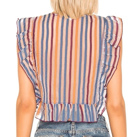 Tularosa Yaya Striped Ruffle Crop Top - Medium - NWT - Picture 3 of 3